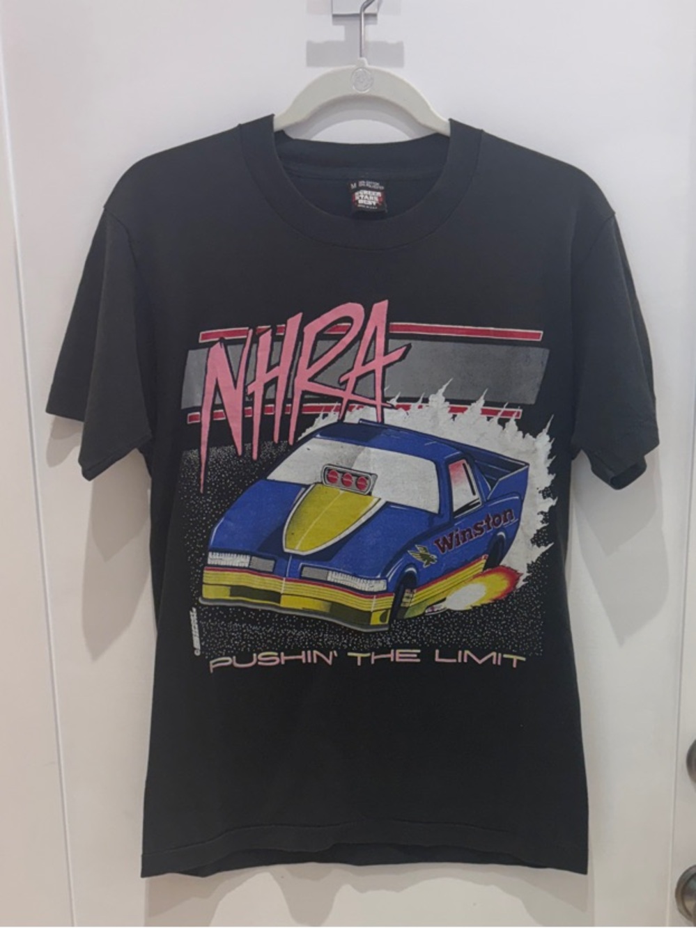 Vintage 90’s NHRA Winston Drag Racing T-shirt pushin the limit screen stars USA